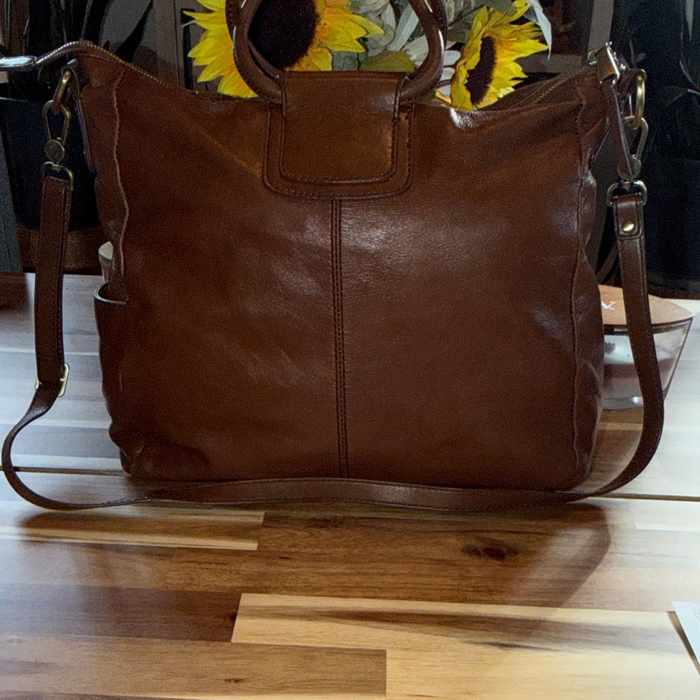 HOBO Cognac Brown Leather Satchel with Detachable Strap